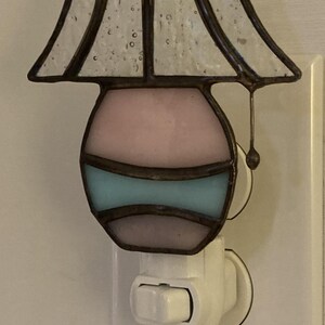 Stained Glass Lamp Night Light – Handmade Art Glass Shade Design. image 7