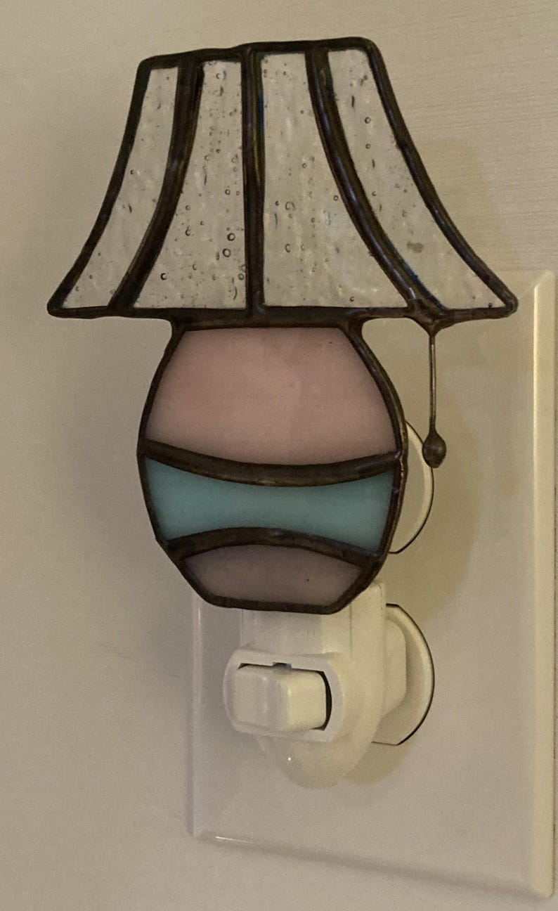 Stained Glass Lamp Night Light – Handmade Art Glass Shade Design. image 7