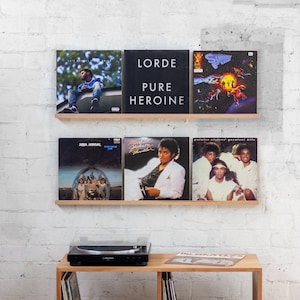 Triple Vinyl Record Floating Display Shelf | Wall Mount Vinyl Record Covers, LP, Record Holder, Music Room Gift, Recording Studio