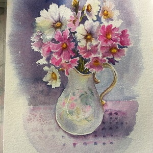 Watercolor The Bouquet in a milk jar