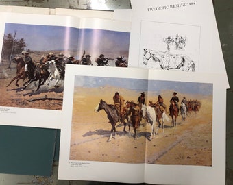 7 FREDERIC REMINGTON Art Plates, Book Plates, Full Color, Vintage Original Illustrations for Framing or Collage