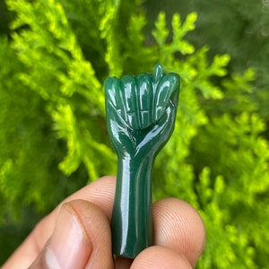 Vintage Green Aventurine Stone Fist Hand Pendant Fist Charm Good Luck Charm | Gemstone Fist | Carved Green Stone Fist Pendant | Fist Pendant