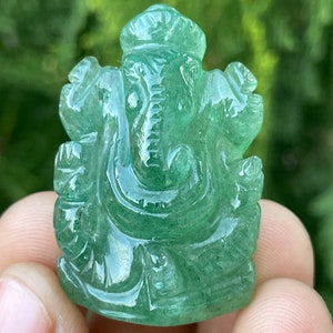 Green Onyx Handmade Carving of Ganesh Lord Ganesha Idol/murti/statue in  Crystals and Gemstones 6 Inch and 1.12 Kg 2.46 Lb 