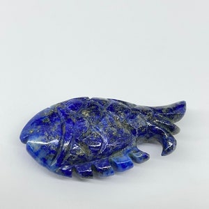 Natural Lapis Lazuli Fish Pendant, Handmade Gemstone, Hand Carved Lapis Lazuli Fish Charm, Summer Beach Jewelry Collection for her