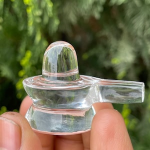 Crystal Shivling | Hand-Carved Sacred Shiva Lingam for Puja | Natural Clear Quartz Lingam | Crystal Sphatik  Shivling | Crystal Healing