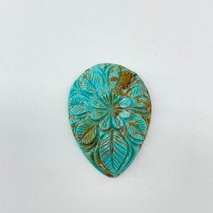 Turquoise Gemstone Carving |  Arizona Turquoise Hand Carved | Carved Gemstone For Jewelry Making | Natural Turquoise Hand-Made Carving