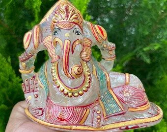 Lord Ganesh Idol | Carved Ganesh | Handmade Ganesh |Golden Shine Ganesh | Ganesh Ji | Ganesh Statue | Painting Ganesh Ji |Gemstone Ganesh Ji