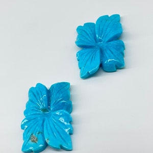 Turquoise Gemstone Flower Carving |  Arizona Turquoise Hand Carved | Carved Gemstone For Jewelry Making |Natural Turquoise Hand-Made Carving
