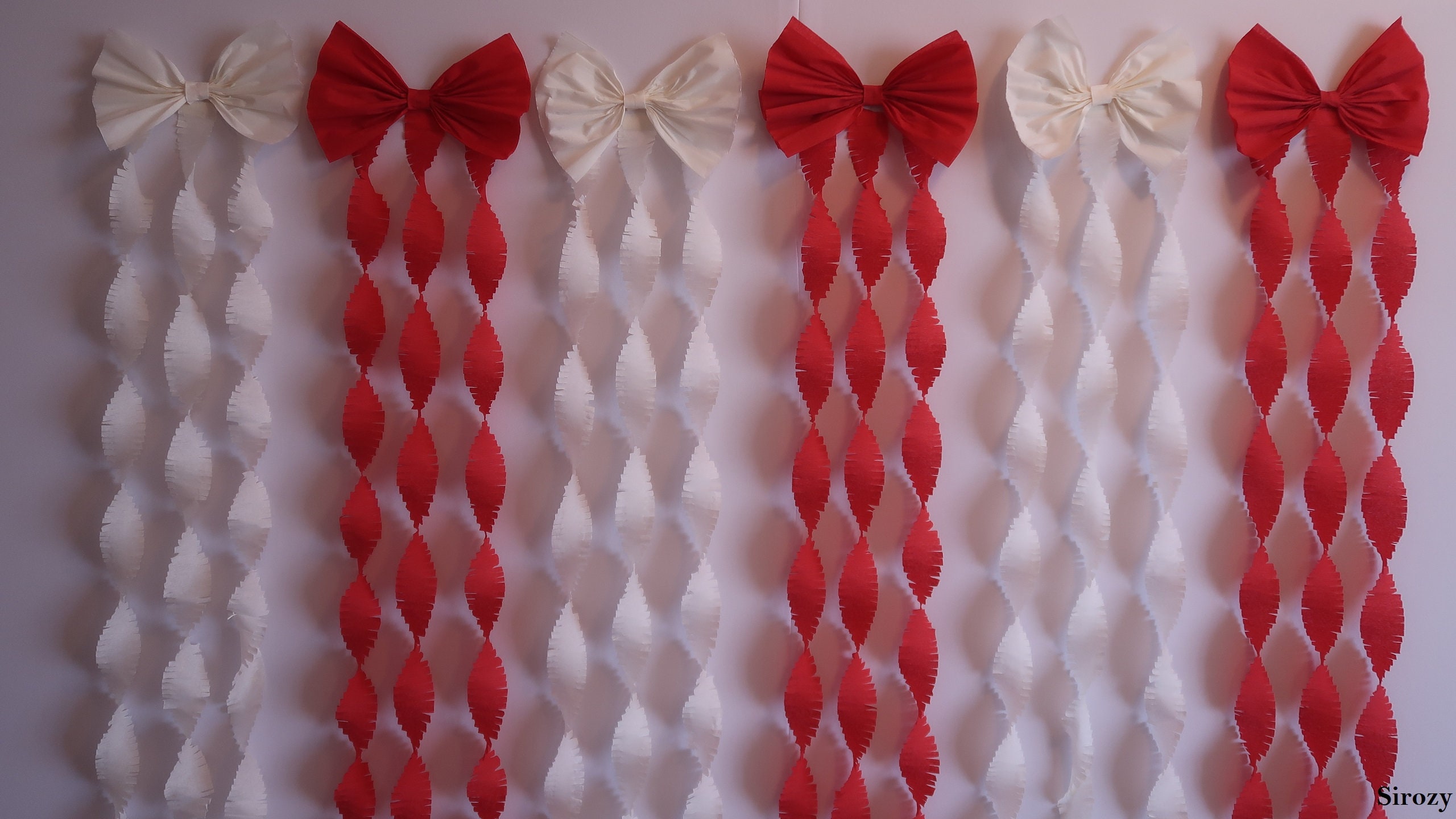 Red and White Crepe Paper Streamers - 6 Rolls Party Streamers for  Valentine's Day,Wedding,Birthdy Party Decorations