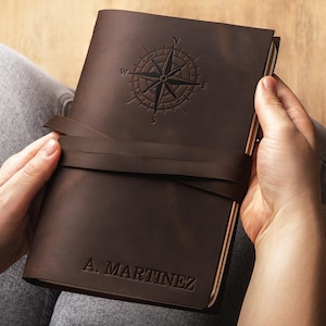 Personalized Leather Sketchbook, Father's Day Gift, Travelers Journal, Gift for Dad, Custom Name Journal