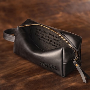 Personalized Leather dopp kit for men, Custom toiletry bag for Dad,  Leather Toiletry bag Personalized with custom Initials