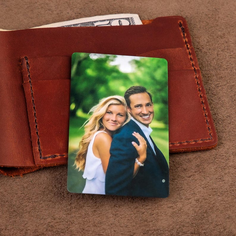 Valentine's Day gift for boyfriend, Personalized wallet photo card, metal wallet insert custom made, Engraved wallet card with picture 画像 9