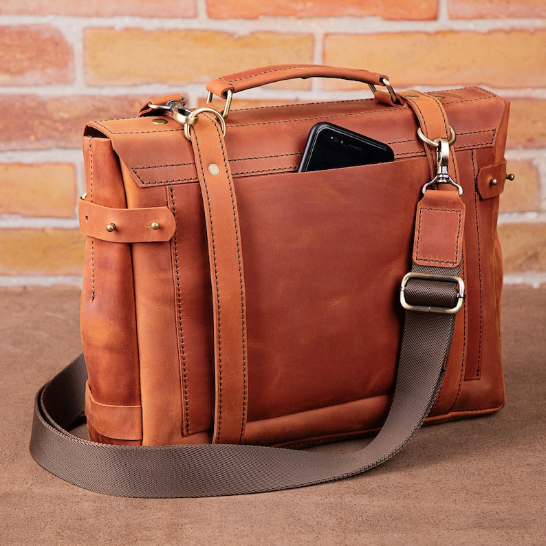 Mens leather laptop briefcase, Leather office bag for man, MacBook leather bag, custom leather briefcase image 11