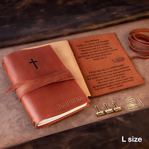 Pastor leather journal notebook, religious men gift, womens prayer journal, daily prayer journal, pastor leather notebook gift zdjęcie 4