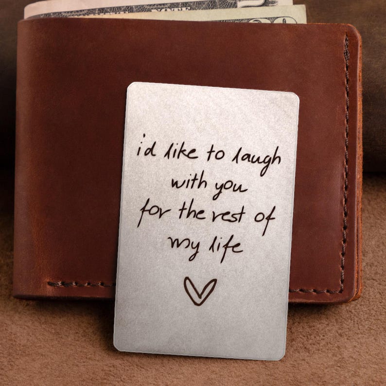 Valentine's Day gift for boyfriend, Personalized wallet photo card, metal wallet insert custom made, Engraved wallet card with picture 画像 11