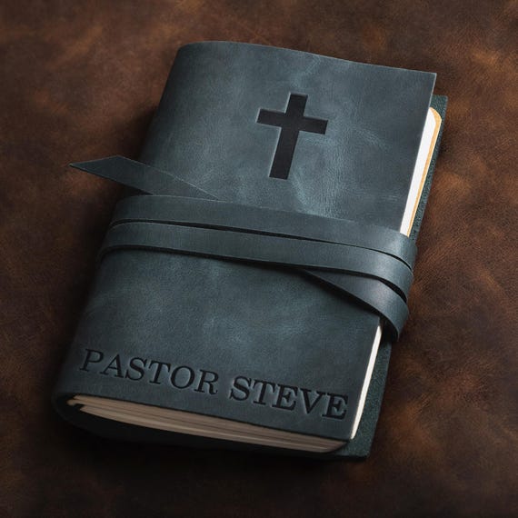 Pastor leather journal notebook, religious men gift, womens prayer journal, daily prayer journal, pastor leather notebook gift