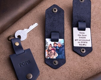 Grandpa gift, leather picture keychain, papa keychain with picture, Grandpa keychain, gifts for grandpa with photo, grandpa christmas gift