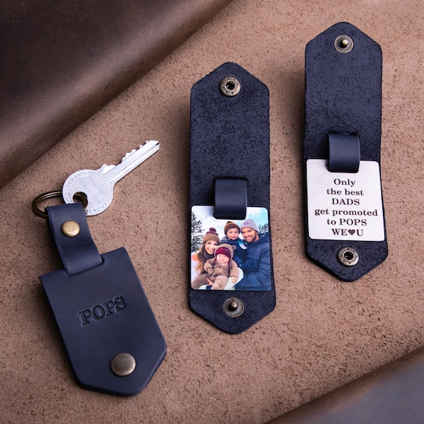 Grandpa gift, leather picture keychain, papa keychain with picture, Grandpa keychain, gifts for grandpa with photo, fathers day gift for pop