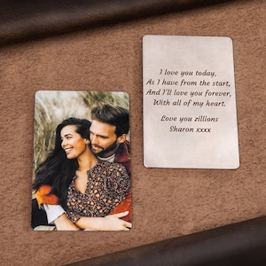 Valentine's Day gift for boyfriend, Personalized wallet photo card, metal wallet insert custom made, Engraved wallet card with picture 画像 10
