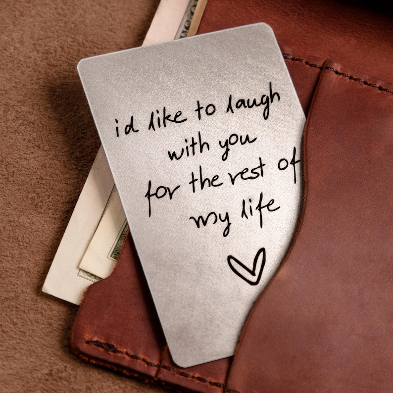 Valentine's Day gift for boyfriend, Personalized wallet photo card, metal wallet insert custom made, Engraved wallet card with picture 画像 14