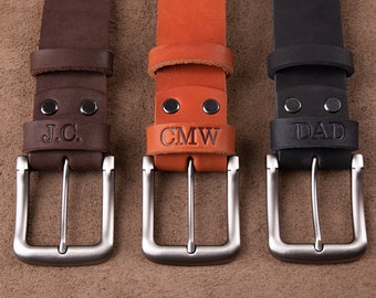 Buy Leather Belt for Men With Monogram, Mens Leather Black Belts