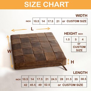 Leather bench pad, Bench cushion pad, Dining bench seat pad, Square cushion pad, Custom cushion for bench image 6