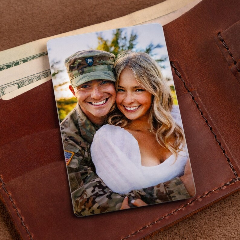 Valentine's Day gift for boyfriend, Personalized wallet photo card, metal wallet insert custom made, Engraved wallet card with picture 画像 7