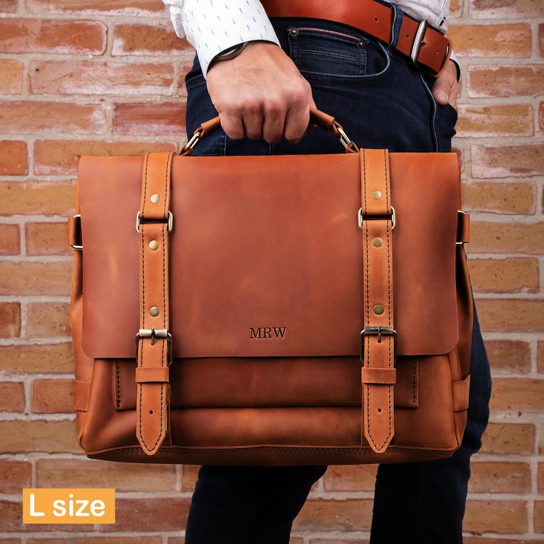 Mens leather laptop briefcase, Leather office bag for man, MacBook leather bag, custom leather briefcase image 14
