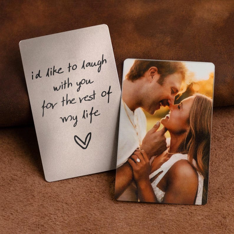 Valentine's Day gift for boyfriend, Personalized wallet photo card, metal wallet insert custom made, Engraved wallet card with picture 画像 13