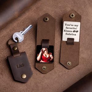 Personalized Leather Keychain with Sexy Photo, Sexy Keychain Gifts For Husband, Custom Picture Keyring, Gift for Men
