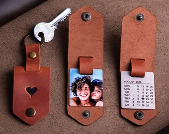 Dating anniversary gift for him, Boyfriend anniversary keychain with dating date, Photo keychain, Gift for boyfriend