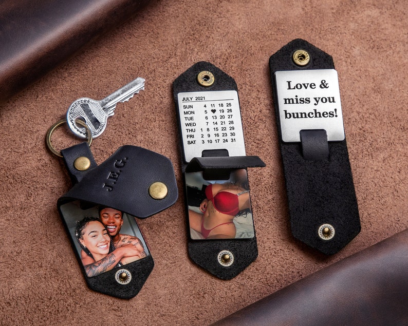 Man Accessory Leather Keychain With Photo Personalized Etsy