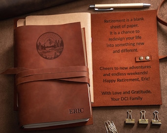 Retirement gift for men, Mens retirement journal, man retirements gift, mens leather notebook, work anniversary gift ideas for retired