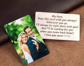 Carte photo avec portefeuille pour papa | Carte d'image personnalisée avec gravure laser | Cadeau romantique pour lui