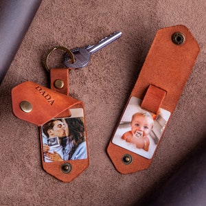 Man accessory Leather keychain with photo, personalized gifts for him, keychain for him, gift ideas for men, unique photo gift for man image 10