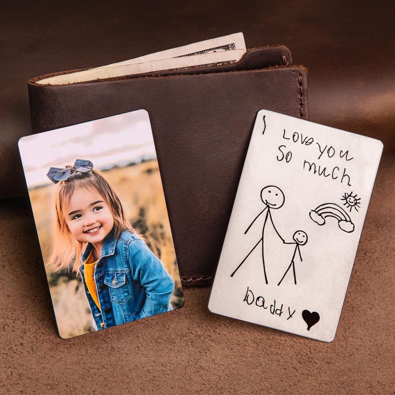 Valentine's Day gift for boyfriend, Personalized wallet photo card, metal wallet insert custom made, Engraved wallet card with picture 画像 15