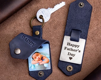 Personalized photo keychain, father day engraved keychain, customized key chain, first fathers day gift, new dad keychain