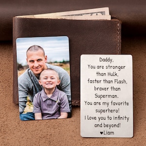 Personalized wallet photo card for boyfriend, metal wallet insert custom made, Engraved wallet card with picture image 10