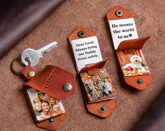 Husband keychain with photo, leather key chain for husband, custom photo keychain from wife, keychain for men, photo keychain