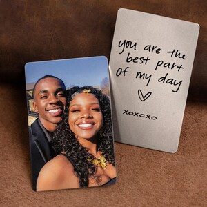 Valentine's Day gift for boyfriend, Personalized wallet photo card, metal wallet insert custom made, Engraved wallet card with picture 画像 6