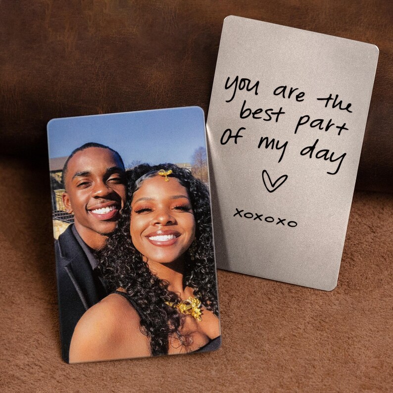 Valentine's Day gift for boyfriend, Personalized wallet photo card, metal wallet insert custom made, Engraved wallet card with picture 画像 6