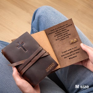Pastor leather journal notebook, religious men gift, womens prayer journal, daily prayer journal, pastor leather notebook gift zdjęcie 3