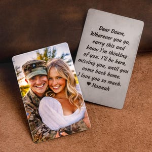 Valentine's Day gift for boyfriend, Personalized wallet photo card, metal wallet insert custom made, Engraved wallet card with picture