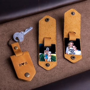 Man accessory Leather keychain with photo, personalized gifts for him, keychain for him, gift ideas for men, unique photo gift for man image 6