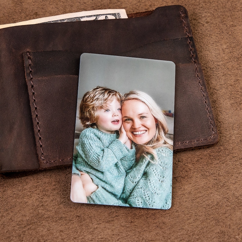 Personalized wallet photo card for boyfriend, metal wallet insert custom made, Engraved wallet card with picture image 2