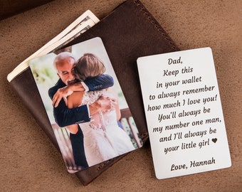 Metal card for wallet with family photo - gift for Dad, Personalized metal card gift for Him, Father's Day keepsake gift