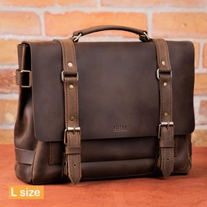 Mens leather laptop briefcase, Leather office bag for man, MacBook leather bag, custom leather briefcase image 2