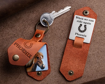 Custom Horse Name Memorial Keychain, Loss of Horse Keychain Engraved with Horse Name, Lucky Horse Remembrance Keychain