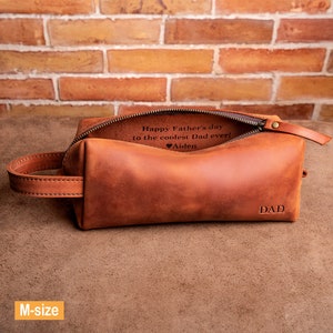Trousse de toilette en cuir, cadeau papa de sa fille, trousse de toilette en cuir pour homme pour papa, trousse de voyage en cuir pour articles de toilette pour homme, cadeaux de Noël