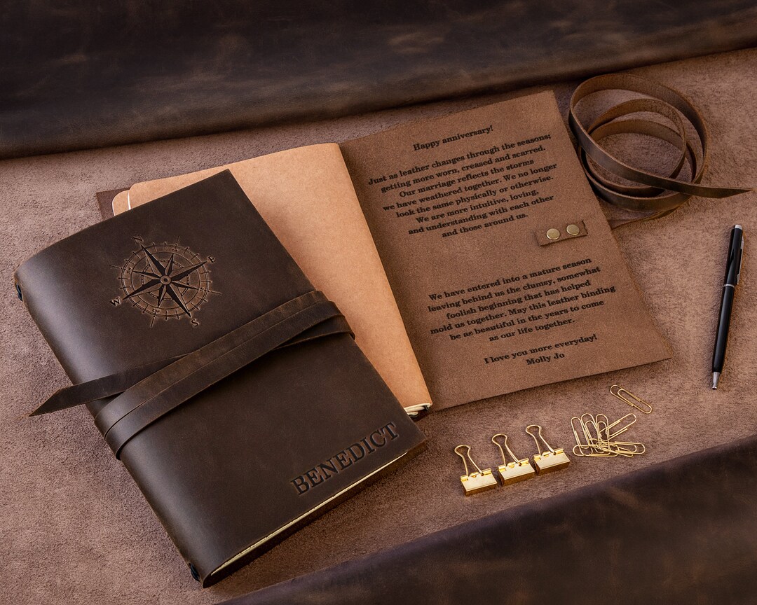 Anniversary Leather Journal Gift Engraved Journal for Him Etsy